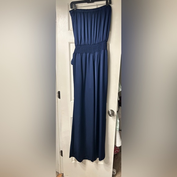 Ramy Brook Bree Strapless Silk Jumpsuit Navy Blue Size Large NWT 🆕 - Picture 13 of 13